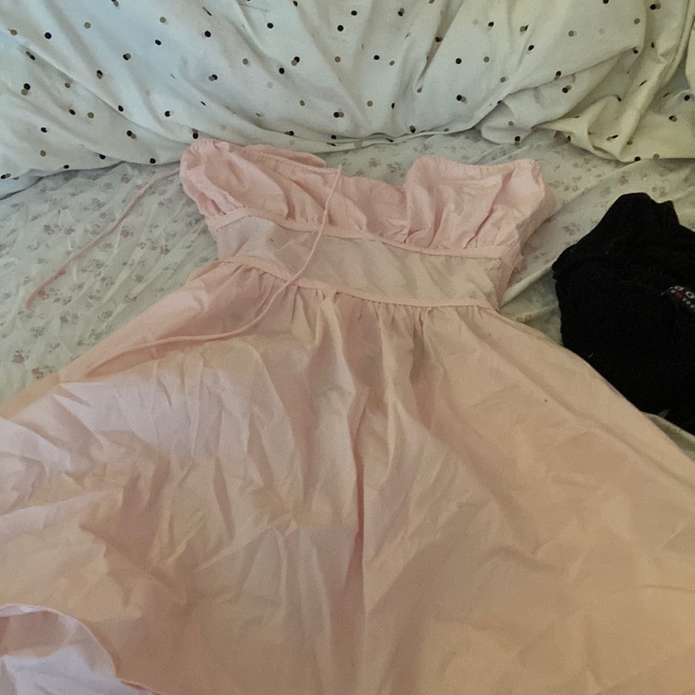 baby pink dress w criss cross back
